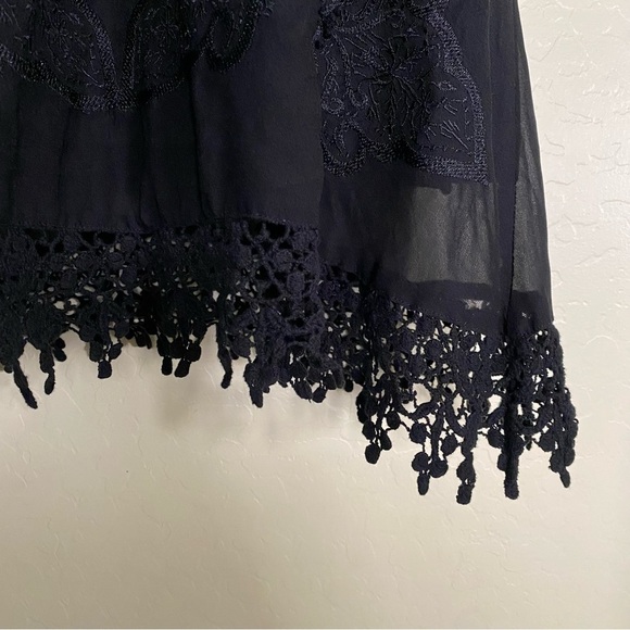 Millau Black Lace Embroidered Low Cut Back Boho Dress Size M - Picture 5 of 12